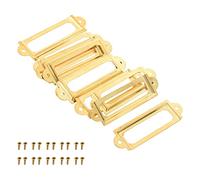 MroMax 10 marcos de etiquetas de metal, 60 x 17 mm, marco de etiquetas dorado, soportes para tarjetas con tornillos para oficina, biblioteca, muebles, tarjetas, archivadores, cajones