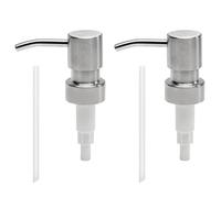 MroMax 2 dispensadores de loción de jabón de 25 mm, modernos, bombas de acero inoxidable 304 de repuesto para tus botellas de hogar, baño, cocina, mercado, hotel, restaurante, tipo F, tono plateado