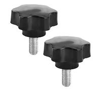 MroMax 2 piezas M10x20mm Star Handle Pomo Rosca Reemplazo Tornillo de apriete Desmontaje rápido Piezas de repuesto Mango de sujeción Empuñadura Tornillo Pomo Negro