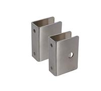 MroMax 2 soportes rectangulares ajustables de vidrio de 1.8 x 1.35 x 0.75 pulgadas (largo x ancho x alto) para puerta de cristal de acero inoxidable, color plateado