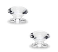 MroMax 2 tiradores pequeños, pomos acrílicos de diamante, mini pomos autoadhesivos, perilla de tamaño pequeño de 19 mm de diámetro, perilla transparente brillante, bonita decoración para joyero, caja