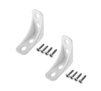 MroMax 20 soportes de esquina de plástico de nailon blanco en forma de L de 1.54 x 1.54 x 0.63 pulgadas (largo x ancho x alto), soporte de ángulo recto de 4 agujeros con tornillos para reparación,