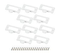MroMax 20 tiradores de aleación de zinc para etiquetas, 1.9 x 1.38 pulgadas (largo x ancho), pomos de cajón para armario, armario, tocador, cajón, puerta, tono blanco (con tornillo)