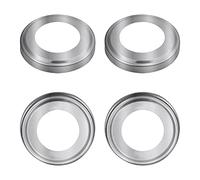 MroMax 4 cubiertas de tubo de placa de brida de acero inoxidable de 5 cm de diámetro, collar de tubo redondo de decoración para escalera de tubo, pasamanos, placa de poste, barandilla, tono plateado