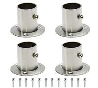 MroMax 4 soportes de barra de acero inoxidable para armario de 0.98 pulgadas de diámetro, soporte de barra de cortina de ducha, soporte de barra de brida de montaje en pared para armario, barra de