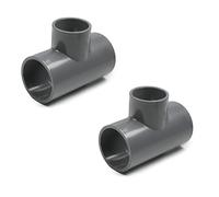 MroMax 401 Series 401 - Conector en T para tuberías de PVC (2 unidades, 40 mm x 32 mm), color gris