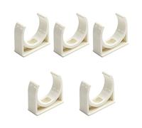 MroMax 5 abrazaderas de PVC para tuberías de agua de 32 mm de diámetro interior, hebillas blancas en forma de U, soporte de colgador para tuberías de agua y mangueras de tubo, enchufe de plástico para