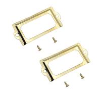 MroMax 5 marcos de etiquetas de metal, 70 x 33 mm, marco de etiquetas dorado, soportes para tarjetas con tornillos para oficina, biblioteca, muebles, tarjetas, archivadores, gabinetes