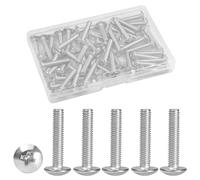 MroMax 50 tornillos Phillips M4 x 20 mm con cabeza de armadura para manija de cajón de gabinete, acero inoxidable 304 18-8, rosca completa, tornillos métricos de cabeza cruzada gris plateado