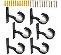 MroMax 6 soportes de barra de cortina de alta resistencia, soporte único de aleación de aluminio para barra de cortina de 1 pulgada con tornillos de instalación