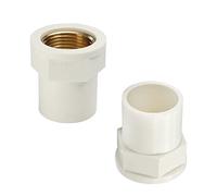 MroMax Adaptador de tubería de PVC de rosca de latón hembra de 32 mm x 1 PT para fijar tubos correspondientes, blanco, 2 unidades