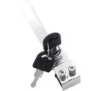 MroMax - Cerradura de carraca para puerta corredera de cristal (144 mm de largo, aleación de zinc), acabado cromado con llave