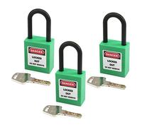 MroMax Cerraduras de bloqueo para etiquetado, cerraduras Loto con llave igual - Nylon Lock Out Tag Out grillete aislado verde claro candado de seguridad 3 piezas