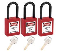 MroMax Cerraduras de bloqueo para etiquetado, Loto Locks Keyed Igual - Nylon Lock Out Tag Out aislado, grillete de seguridad rojo, candado de seguridad 3 piezas