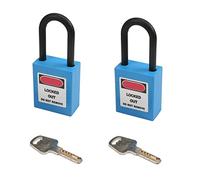 MroMax Cerraduras de bloqueo para etiquetas, cerraduras Loto con llave igual - Nylon Lock Out Tag Out aislado, grillete de seguridad azul, 2 piezas