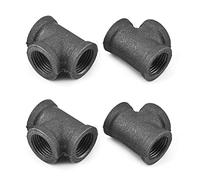 MroMax - Codo para tubería (20 mm, hierro fundido, con orificio roscado, para muebles de tubería, estilo vintage, retro, industrial, color negro