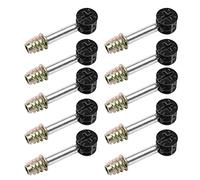 MroMax - Conector de clavija de 6 x 40 mm, 10 unidades de 6 x 40 mm, tuerca preinsertada para muebles, conexión lateral, tono plateado