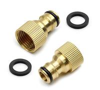 MroMax Grifo de latón con conector rápido M22 hembra para sistema de riego de jardín, 24 mm x 38 mm, 2 unidades