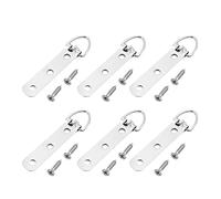 MroMax - Juego de 10 Colgadores Pared, Ganchos para Colgar Anillas en Forma de D, 60 x 15 mm, para Colgar en Cruz, Tornillos, Fotos, Cuadros, Perchas, Doble Agujero, Tono Plateado/Dorado