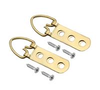 MroMax - Juego de 10 ganchos para colgar anillas en forma de D, 60 x 15 mm, para colgar en cruz, tornillos, para fotos, cuadros, perchas, doble agujero, tono plateado/dorado
