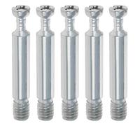 MroMax - Juego de 5 tornillos M6 de 40 mm de longitud para conexión de muebles, conectores de leva chapados en zinc, color plateado