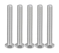 MroMax M12 x 20 tornillos hexagonales de acero inoxidable, 5 unidades, tornillos hexagonales, cierres totalmente roscados métricos para maquinaria doméstica industria, tono plateado