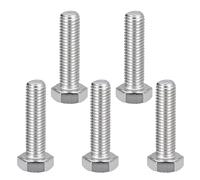 MroMax M12 x 20 tornillos hexagonales de acero inoxidable, 5 unidades, tornillos hexagonales, cierres totalmente roscados métricos para maquinaria doméstica industria, tono plateado