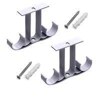 MroMax Paquete de 2 soportes para barra de cortina montados en el techo, soportes dobles para barra de cortina, de aleación de aluminio, resistentes, color blanco