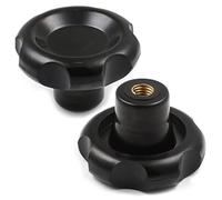MroMax Pomo redondo con mango de agarre M10, inserto de metal, rosca hembra, color negro, 2 unidades