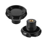 MroMax Pomo redondo con mango M8 de diámetro, inserto de metal, rosca hembra, color negro, 2 unidades