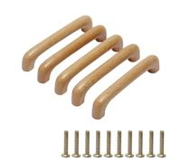 MroMax Pomos de madera, distancia entre agujeros de 96 mm, longitud de 109 mm, tiradores para gabinetes, muebles de cocina, cajones y armarios, 5 unidades