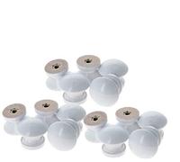MroMax Pomos redondos de madera, 24 mm de diámetro, tiradores de cocina para cajones de cómodas, armarios, color blanco, 15 unidades