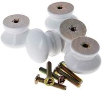 MroMax Pomos redondos de madera, 27,5 mm de diámetro, tiradores de cocina, para tocador, cajón, armario, color blanco, 10 unidades