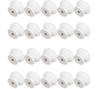 MroMax Pomos redondos de madera, 35 mm de diámetro, tiradores de muebles de cocina, tiradores para aparador, cajón, armario, color blanco, 25 unidades