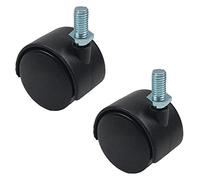 MroMax Ruedas giratorias de polipropileno de 1.45 pulgadas de diámetro de plástico de 360 grados, 8 mm x 15 mm, rueda doble de 37 mm para silla de oficina, estante de productos básicos, tono negro sin