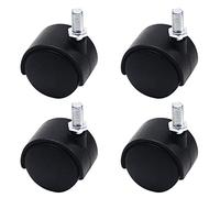 MroMax Ruedas giratorias de polipropileno de 3,7 cm de diámetro, de plástico, 360 grados, 8 mm x 13 mm, vástago roscado, rueda de 37 mm para silla de oficina, estante de productos básicos, tono negro