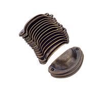 MroMax Tiradores de taza, carcasa de hierro, asas de bronce para aparador, armario de cocina, cajón, 5 cm de largo, 2 cm de ancho, 20 unidades