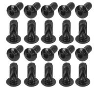 MroMax - Tornillos de cabeza de botón M6 x 20 mm, rosca completa, de acero al carbono, 20 unidades, color negro