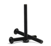 MroMax Tornillos hexagonales M4 x 40 mm, cabeza de botón, rosca métrica, acero al carbono, chapado en zinc, negro, 50 unidades