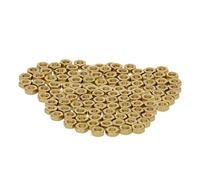 MroMax Tuercas hexagonales de latón M2 x 0,4 mm, rosca métrica gruesa, tuerca hexagonal de latón, resistente al óxido, para uso interior y exterior, tono de latón, 100 unidades