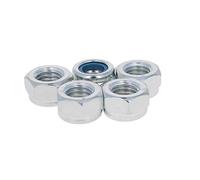 MroMax Tuercas hexagonales de nailon M14 x 2 mm, acero al carbono, chapado en zinc, tono plateado, 5 unidades