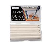 MROOFUL 50 minas blancas de 2,8 mm de repuesto para lápiz de carpintero, lápices de madera, garabatos sobre papel, herramienta de disposición de campo de medición de madera, lápiz de plomo-crayón