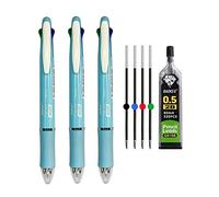 MROOFUL Bolígrafo 5 en 1 de punta media de 1,0 mm, multicolor, de 0,5 mm, 4 colores, multifuncional, paquete múltiple de 3 bolígrafos retráctiles (azul)