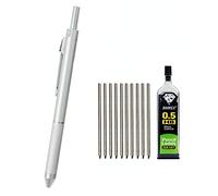 MROOFUL Bolígrafo retráctil de metal multicolor de 0,7 mm, 4 en 1 con 3 recambios de bolígrafo de color + 1 caja de bolígrafo de metal con sensor de gravedad (plateado)