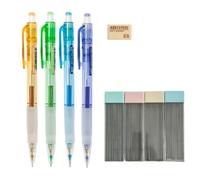 MROOFUL El juego de portaminas contiene 4 lápices mecánicos de 0,5 mm, 2 cajas de mini borradores y minas de repuesto para portaminas de 0,7 mm, papelería de escritura multiusos para uso diario.