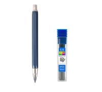 MROOFUL Portalápices mecánicos de 5 colores de 4,0 mm con 4 minas 2B4B6B8B, embrague mecánico de 5,6 mm, grafito para dibujo y escritura (azul)
