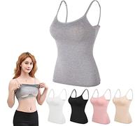 MROWCA Suneefay Tank with Built in Bra,2 in 1 Suneefay Tank Top Bra,Tank Top with Built in Bra,Adjustable Spaghetti Strap Sexy Camisole Top for Women (L,Gray)