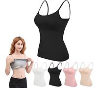 MROWCA Suneefay Tank with Built in Bra,2 in 1 Suneefay Tank Top Bra,Tank Top with Built in Bra,Adjustable Spaghetti Strap Sexy Camisole Top for Women (M,Black)