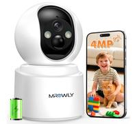 Mrowly 2.5K 4MP Camara Vigilancia WiFi Interior Sin Cable con Batería 6000mAh, 2.4/5GHz WiFi, 360° PTZ, Bebé/Animal/Seguridad para El Hogar, Detección PIR, Visión Nocturna Color, Conexión Bluetooth