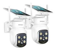 Mrowly 2 Unidades Camara Vigilancia WiFi Exterior Solar 2 en 1, 4MP/2.5K Camara sin Cables, 360° Cobertura, Fácil Instalación, 2.4/5 GHz WiFi, Visión Nocturna en Color, PIR, SD/Nube
